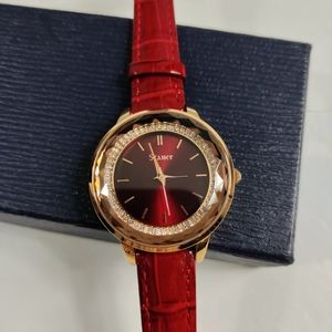 Stauer New Ladies Merlot Precision Watch Brass Dail Leather Strap